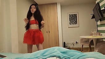 A Stunning Woman In A Red Skirt And No Panties Seeks To Be Penetrated As A Festive Offering